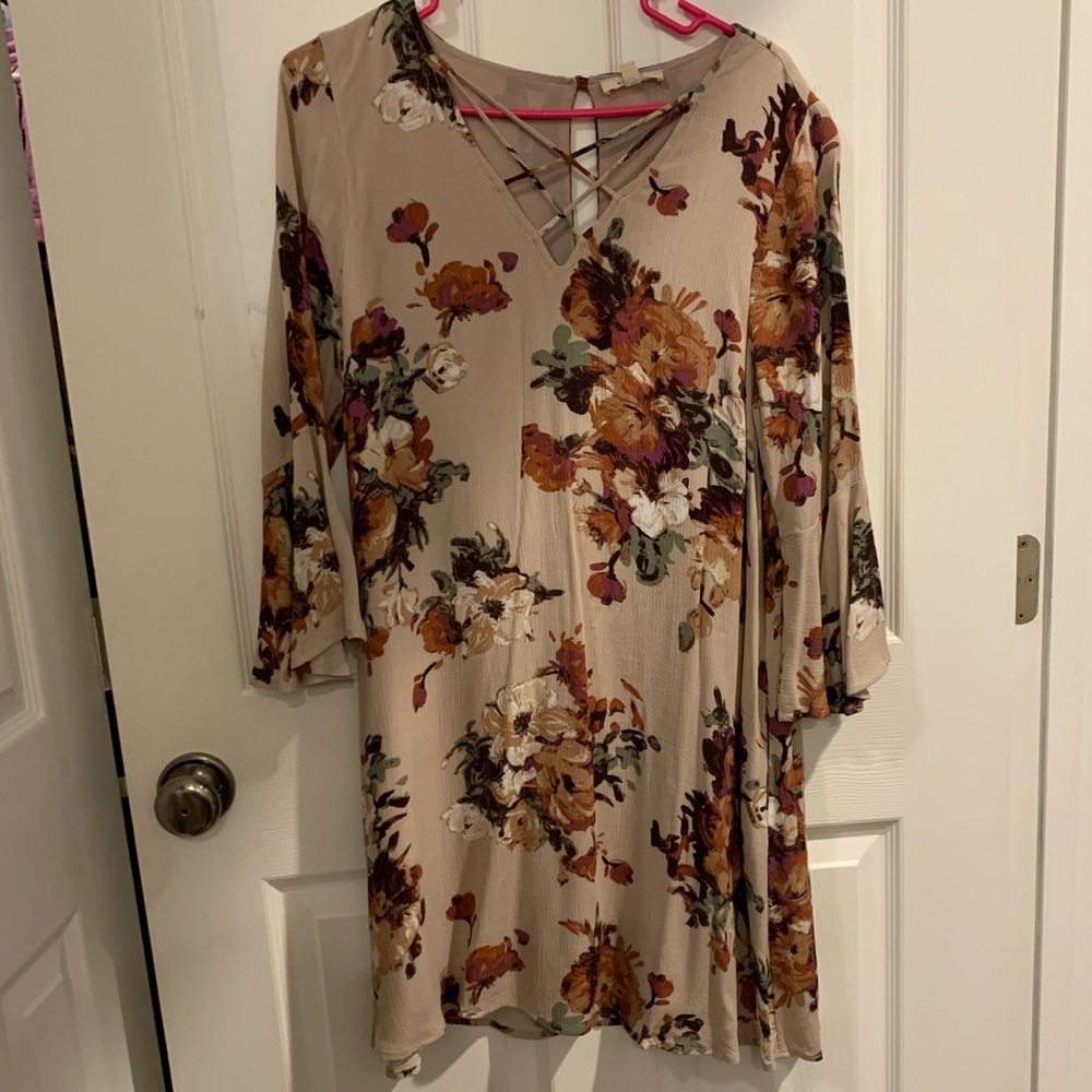Tan floral dress